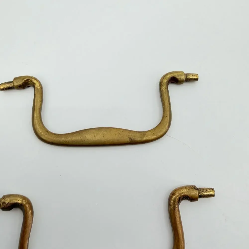 Vtg Solid Brass Bail Drawer Pull Handles Furniture Hardware Lot of 2 Colonial
